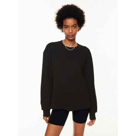 Aritzia TNA Bailey Long Sleeve Waffle Knit Shirt In Tan - Picture 2 of 12